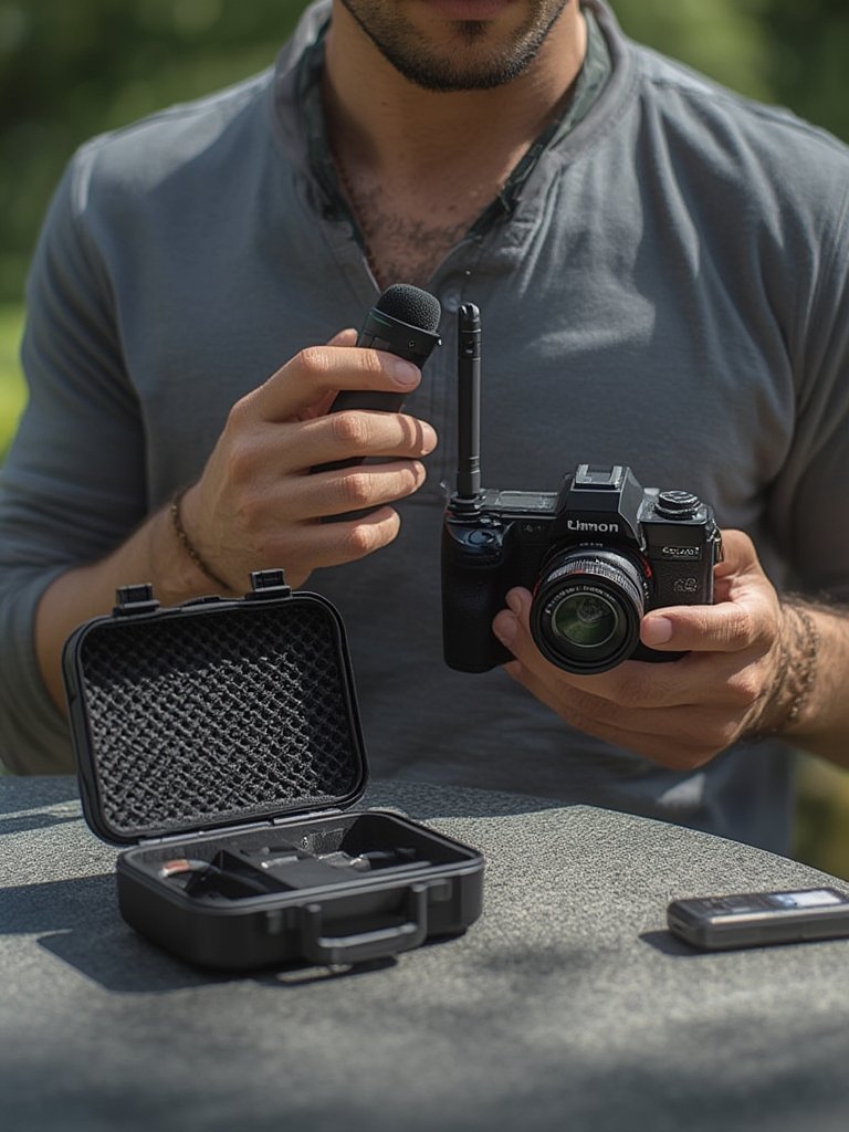 wireless microphone in action