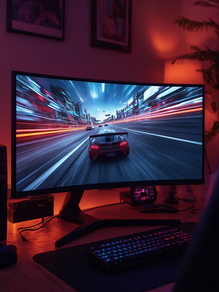 curved monitor in action