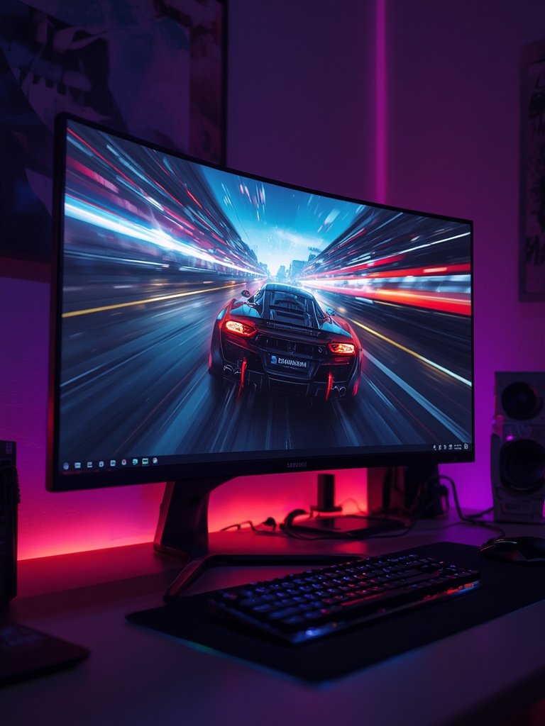 curved monitor in action