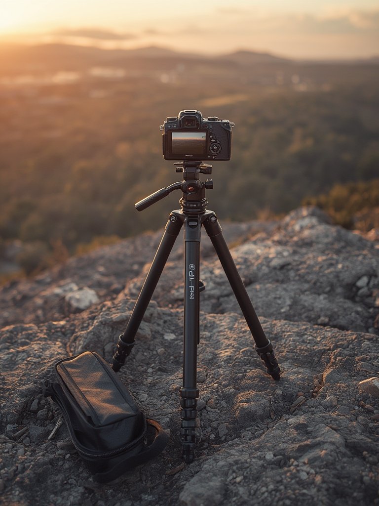 camera tripod in action