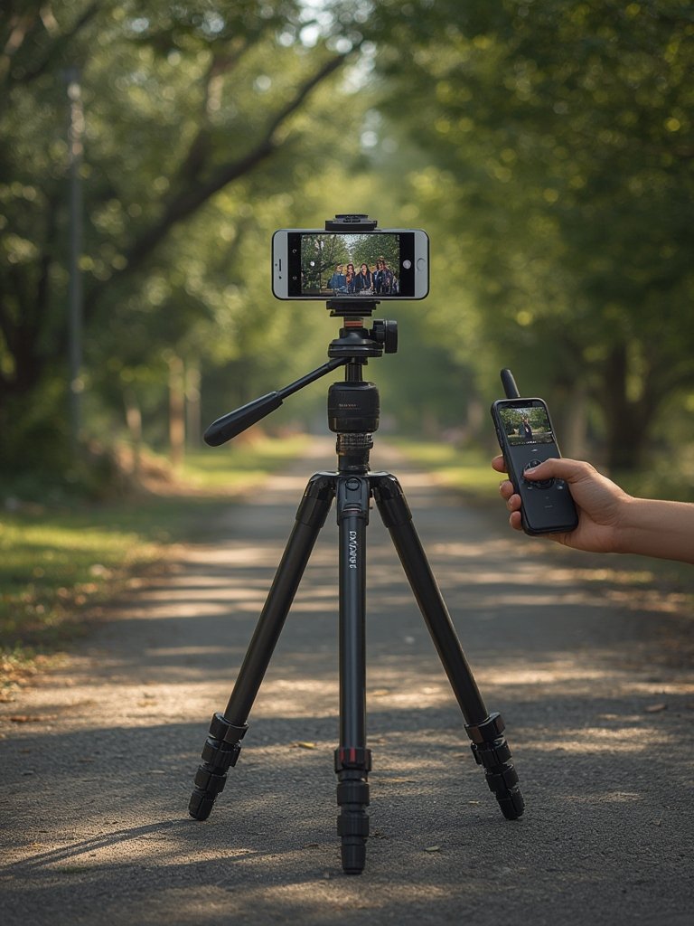 camera tripod in action