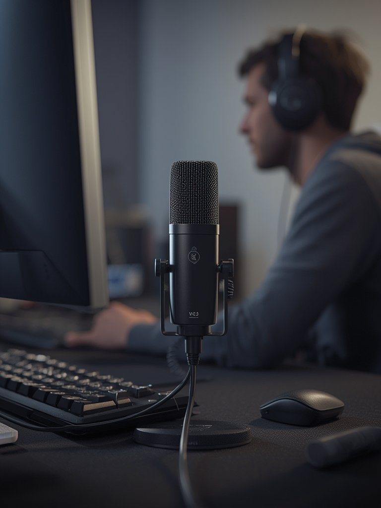 usb microphone in action