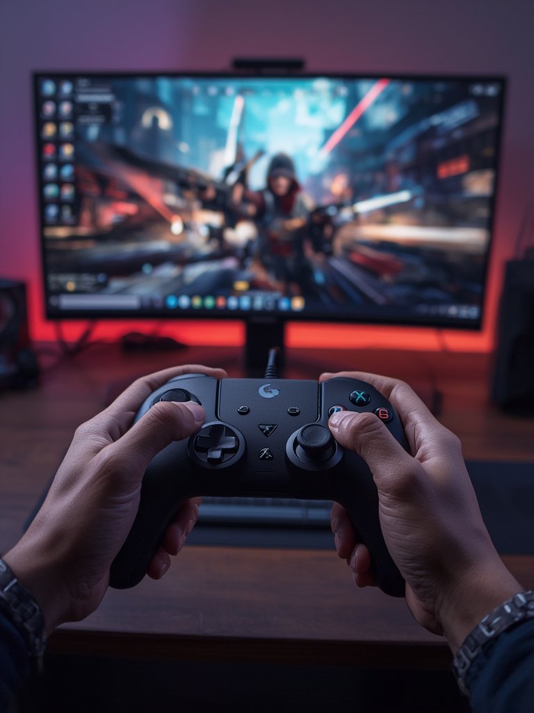 gamepad controller in action