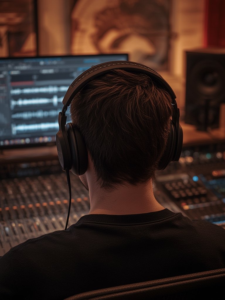 studio headphones in action